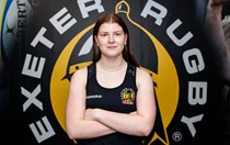 Kate Smith, Exeter Chiefs player poses in kit ahead of her signing